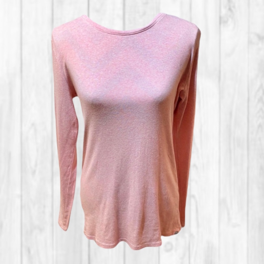 Eddie Bauer Solid Pink Crewneck Long Sleeve Casual Tee (TL)